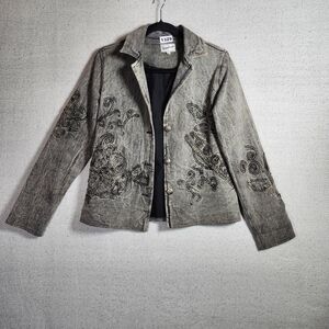 Vintage Vandana Elegant Embroidered Womens Small Jean Jacket Beaded